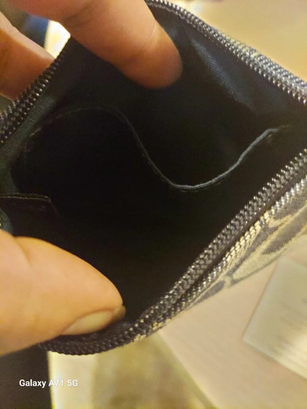 Denim and Silver Coach Wristlet